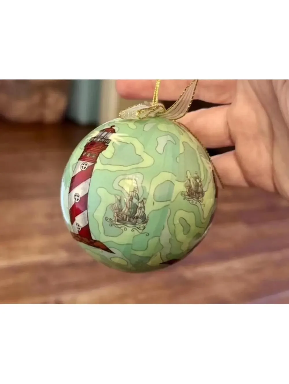 Decorative Lighthouse and Ship Patterned Christmas Ornament Ball